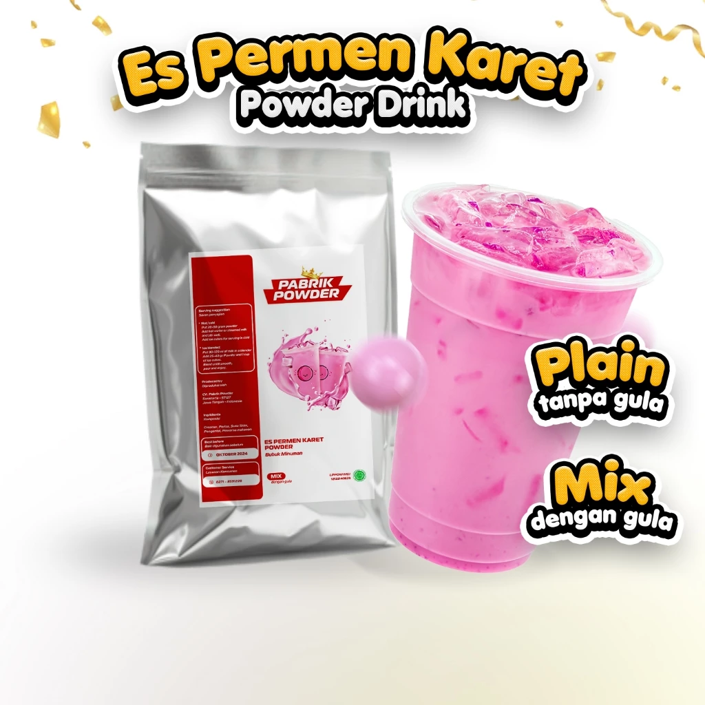 id-11134207-7rasa-m4vml29lgdt4921.webp Powder Es Permen Karet Pink, Merah Muda, Bubuk Minuman - Gambar 1