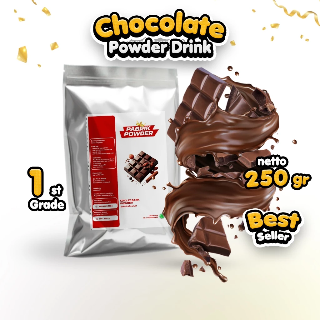 id-11134207-7rash-m5j0iwibe4uead1.webp Powder Coklat 250 gr - Grade 1, Chocolate Powder Drink, Bubuk Minuman Cokelat - Gambar 1