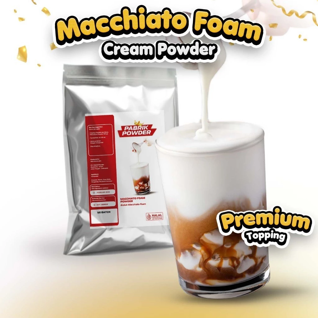id-11134207-7rbk0-m949dd0b02n27f1.webp Macchiato Foam Powder , Bubuk Maciato instan, Topping Kopi Minuman - Gambar 1